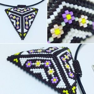 Handmade necklace/ring seed beaded set